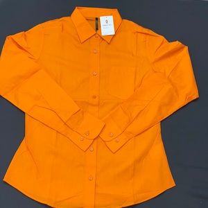 NWT orange button down shirt size small